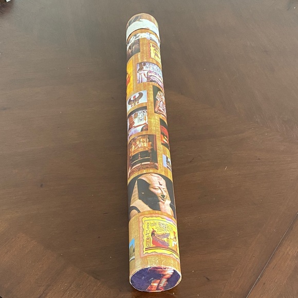 Hand Painted Egyptian Papyrus 36”H x 25”W with Storage Tube — Signed - Picture 5 of 14